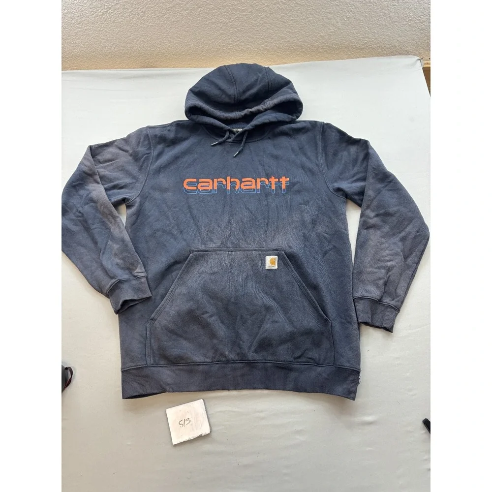 Carhartt Mens L Loose Fit Rain Defender Hooded Sweatshirt Pullover Dark Gray
